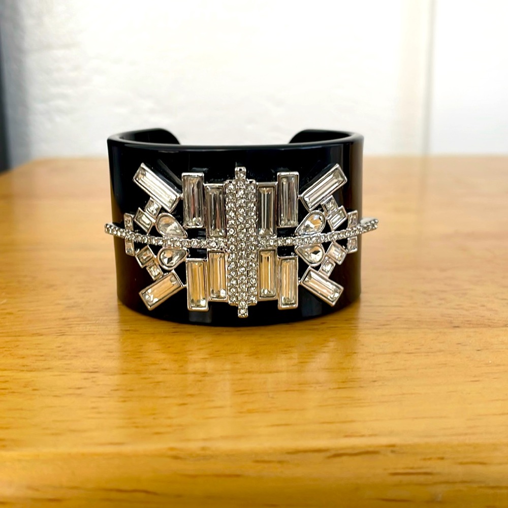 Rhinestone art deco style dressy cuff bracelet Lia Sophia